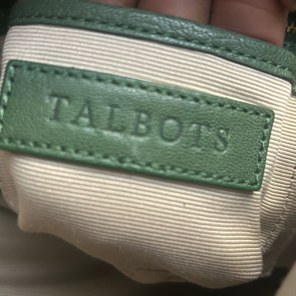 Talbots Large Green LeatherTote Hobo Bag Handbag Purse Shoulder Laptop Bag - Picture 4 of 7